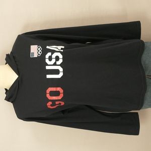 GO USA US Olympic Committee Long Sleeve Hooded Tee Soft Red White Blue Patriotic